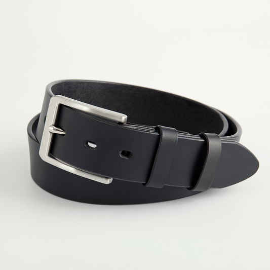 Classic Black Leather Belt -1.5"