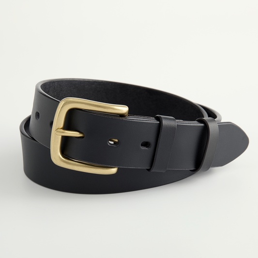 Classic Black Leather Belt -1.5"