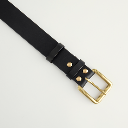 Classic Black Leather Belt -1.5"