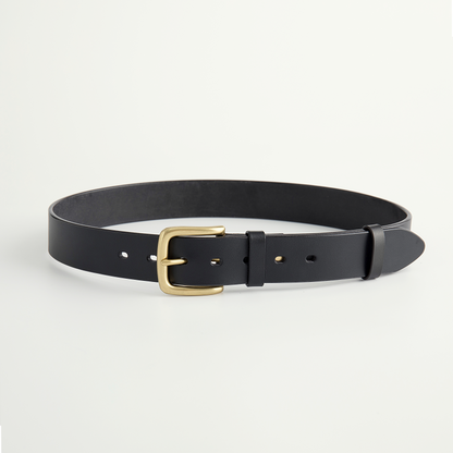 Classic Black Leather Belt -1.5"