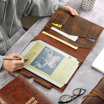 Personlized Genuine ALL leather folio case with pen holder for remarkable paper pro