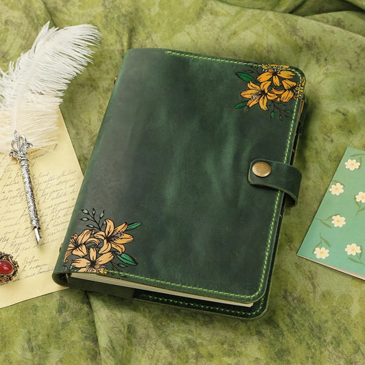 Personalized Leather Journal for women A5 A6 6 ring Refillable Binder