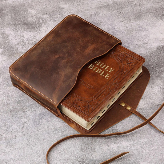 Personlized Leather KJV Standard Bible Pouch Christian Gift for Men